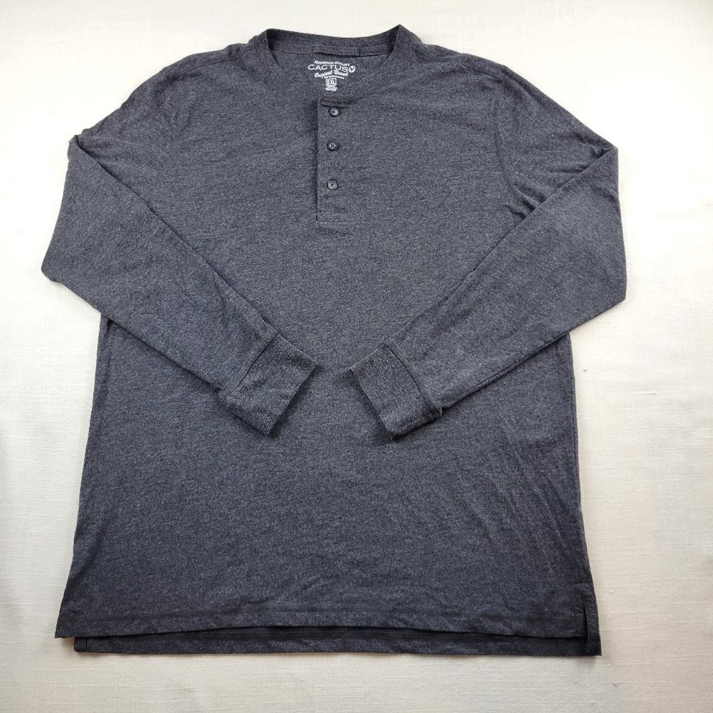 CACTUS Charcoal Gray Long Sleeve Henley Shirt - XL